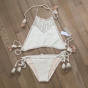NWT She Made Be Bikini - Cream Crochet NWT
